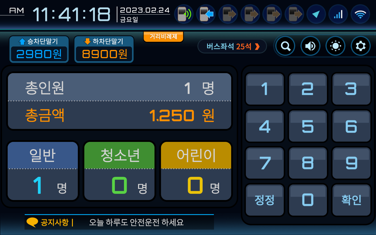 Bus information keypad screen