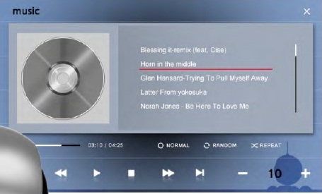 Navigation music screen